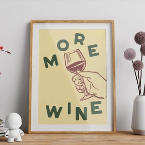 Moderne Wein Wand Kunst | Lustig Küche Dekor, Bar Warenkorb Poster, Weinglas Retro Digital Print Download