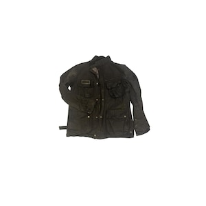Chaqueta de motociclista de algodón encerado Barbour International 1936 - Talla M - Negro vintage