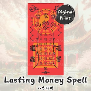 Mächtiger und dauerhafter Geldzauber - Wohlstand Fulu Charm, taoistisches Fu Papier, Amulett zur Steigerung des Einkommens, Buddhismus Bujeok Kunst