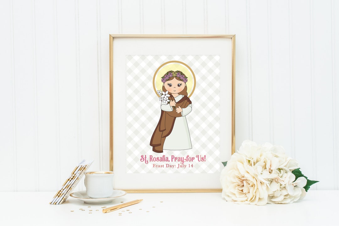 Saint Rosalia poster print. Saint Rosalia Wall Art. First Communion