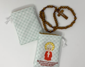 Saint John Paul II Rosary bag. The Rosary is the storehouse gift. First communion. Rosary gift. Cross bag. Catholic gift. Rosary pouch.