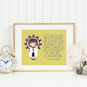 Saint Gianna poster print. Saint Gianna Wall Art Poster. First Communion. Saint Gianna Prayer Print. Catholic Prayer Poster. Kids Saints