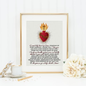 Sacred heart of Jesus poster print. Sacred heart of Jesus prayer Poster. First Communion. Prayer Poster. Catholic Poster. Baptism Gift