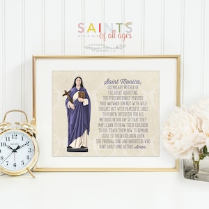 Saint Monica poster print. Catholic Wall Art Poster. First Communion. Saint Monica of Hippo Poster. Saint Monica Gift. St Monica Poster.