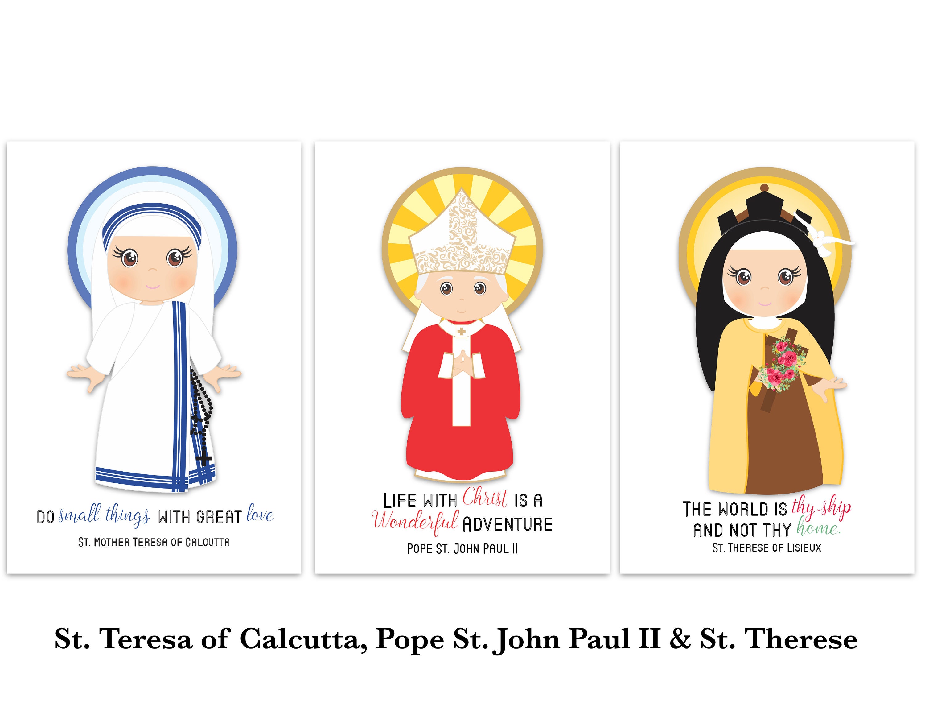 Set of 12 Saint Cards. Kids Saint Cards. First Communion Gift. Baptism