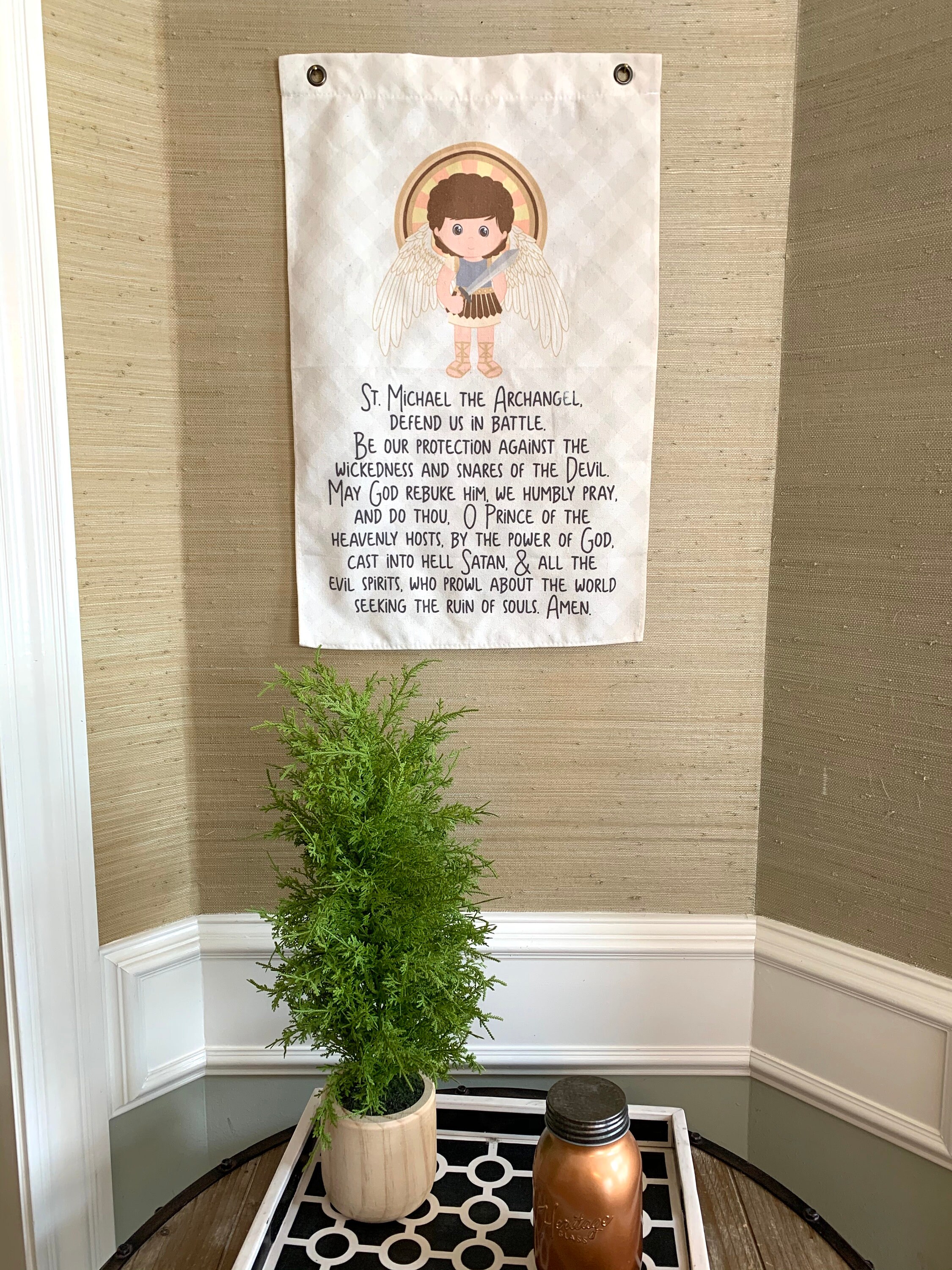 Saint Michael the Archangel Canvas Wall Hanging. Saint Michael Canvas