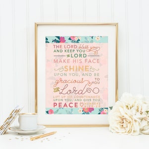 The Lord bless you and keep you wall art print. Numbers 6:24-26 Print. Scripture Print. The Lord make his face shine upon you.