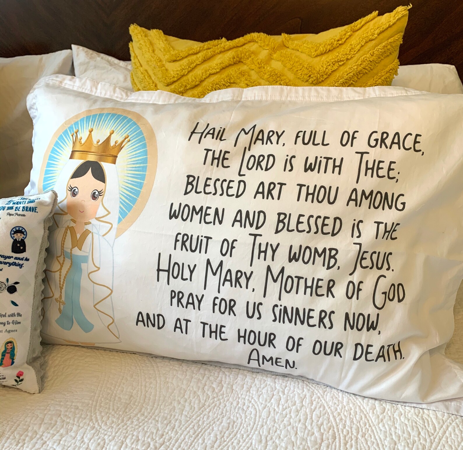 Catholic Prayer pillow case. Baptism Gift. Hail Mary St. Etsy