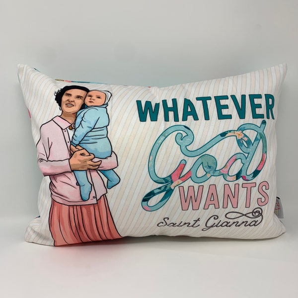 Saint Gianna pillow. Whatever God Wants pillow. Saint pillow. Catholic Gift. Baptism Gift. First Communion Gift. St Gianna Gift.