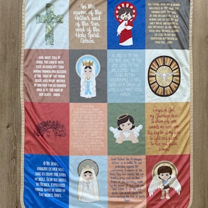 My Catholic prayers Ultra soft baby Blanket. Saints Prayer Blanket. 30x40” Catholic Saint Quote Blanket. Baptism Gift. Catholic
