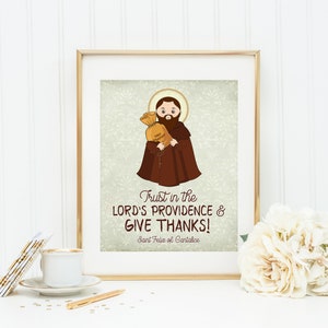 Saint Felix of Cantalice poster print. Felix of Cantalice Wall Art Poster. First Communion. Catholic Prayer Poster. Trust in the Lord&#39;s