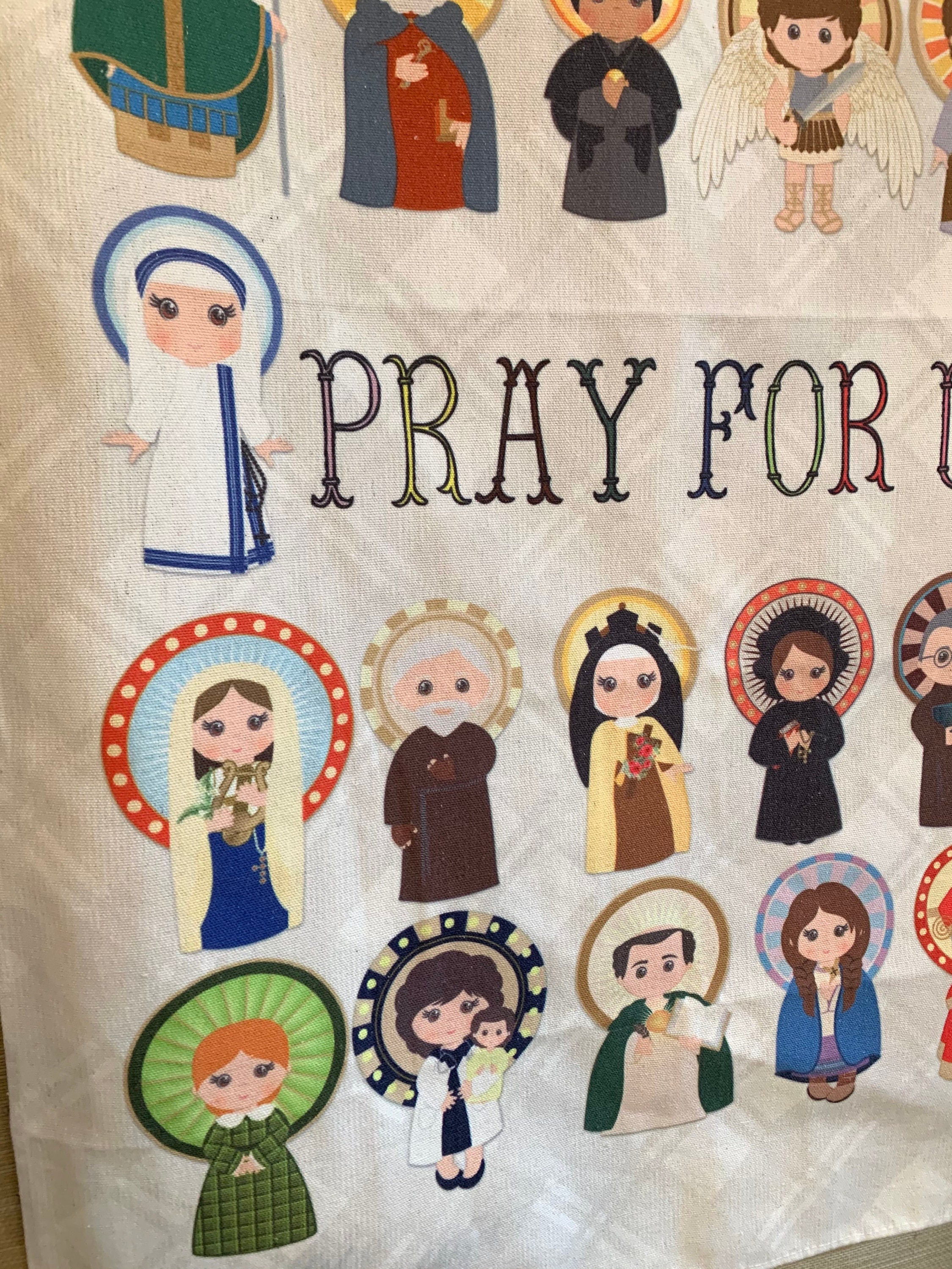 Pray for us Saints Canvas Wall Hanging. Catholic Saints Canvas Hanging