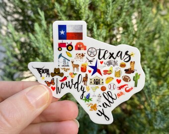3" Vinyl Waterproof State of Texas Sticker. Texas Water bottle Stickers. Texas decal. Texas Vinyl Decal Gift.
