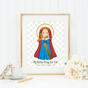 Saint Helen poster print. Saint Helen Wall Art Poster. Catholic Print. Baptism Gift. First Communion Gift. Saint Helen Gift. Helena gift