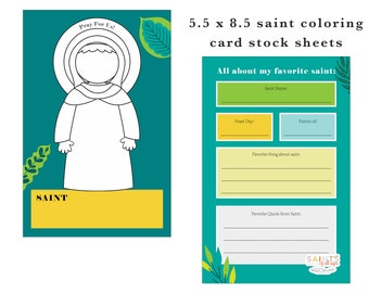 All About my Favorite Saint Coloring Postcards. Saint Postcard Set. First Communion Gift. Catholic School Teacher Gift. Saint Coloring Cards