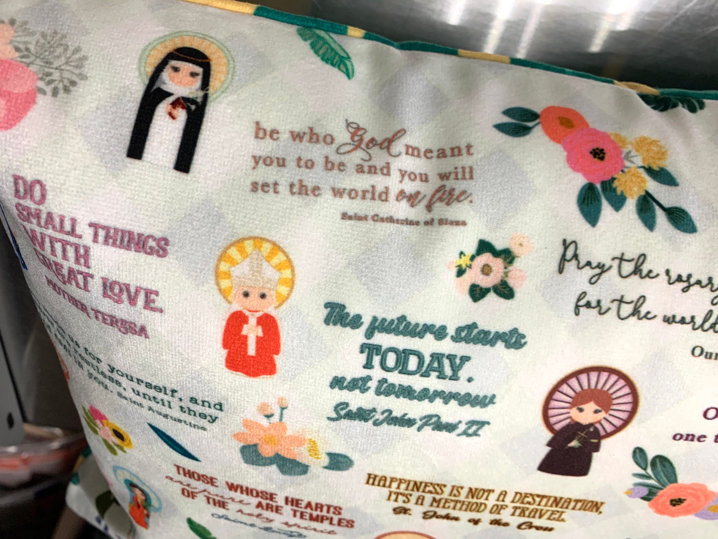 Catholic Saints pillow. Baptism Gift. Mother Teresa, Hail Mary, St