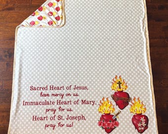 Sacred hearts Ultra soft throw Blanket. Prayer Blanket. 50 x 60" Catholic sacred heart of Jesus Blanket. Catholic gift. Sacred hearts