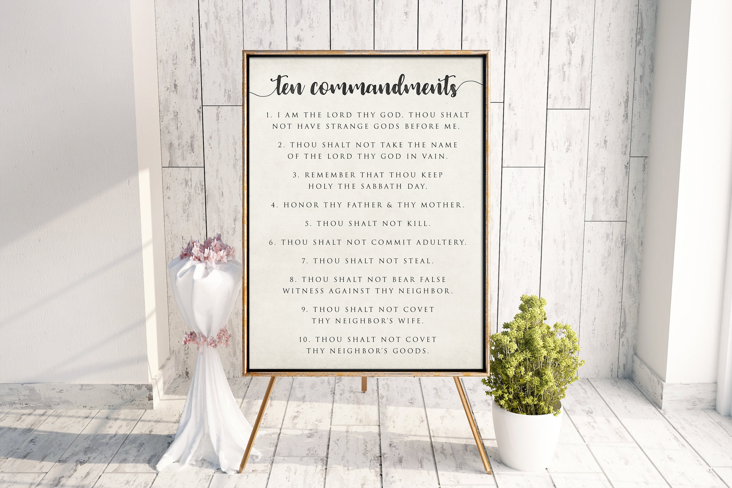 Printable 16x20 10 Commandments Poster. Catholic 10 Commandments print