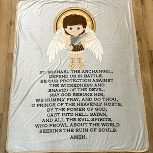 Saint Michael the Archangel Ultra soft throw Blanket. Saints Blanket. 50 x 60&quot; Catholic St Michael Blanket. Baptism Gift. Catholic gift.