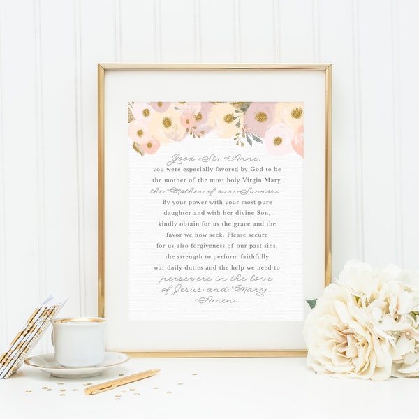 St Anne poster print. St Anne Wall Art Poster. First Communion. Prayer to Saint Anne Poster Catholic Prayer Poster. Catholic Gift.