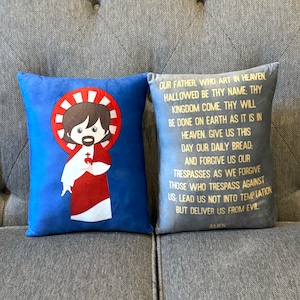 Our Father Prayer Stuffed Doll pillow. Saint Gift. Easter Gift. Baptism. Catholic Baby Gift. Our Father gift. Catholic teacher.