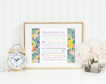 May today there be peace within prayer by St. Therese. St. Therese of Lisieux Prayer Print. Christian Wall Art Print. Colorful Prayer.