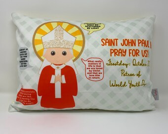 St. John Paul II pillow. Baptism Gift. JPII Decor. Christian Catholic Gift. First Communion Gift. What really matters in life. Darkness can