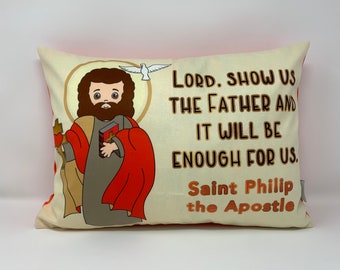 Saint Philip the Apostle pillow. St Philip prayer pillow. Baptism Gift. First Communion gift. Catholic. First Communion. St. Philip Gift