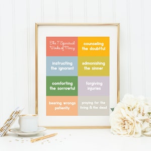 Corporal and Spiritual Works of Mercy Poster Prints. Catholic Works of