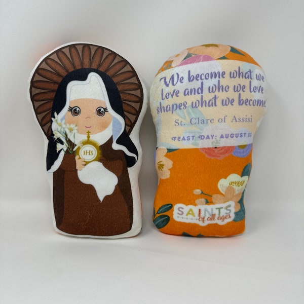 St. Clare of Assisi Stuffed Saint Doll. Saint Gift. Easter Gift. Baptism. Catholic Baby Gift. Saint Clare of Assisi Gift. St. Clare Doll.