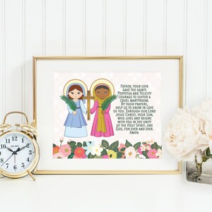 Saints Perpetua and Felicity prayer print. Saint Perpetua and Felicity Wall Art Poster. Nursery Prayer Print. Catholic Poster. Baptism Gift.