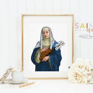 Saint Catherine of Siena poster print. St Catherine Wall Art Poster. First Communion. Kids Room Prayer Poster. Catholic Poster. Baptism Gift