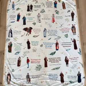 Saint quotes pattern Ultra soft throw Blanket. Saints Prayer Blanket. 50 x 60&quot; Catholic Saint Quote Blanket. Baptism Gift. Catholic.