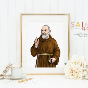 Saint Pio poster print. St. Pio Wall Art Poster. First Communion. Saint Pio Portrait Poster. Catholic Poster. Baptism Gift. Padre Pio