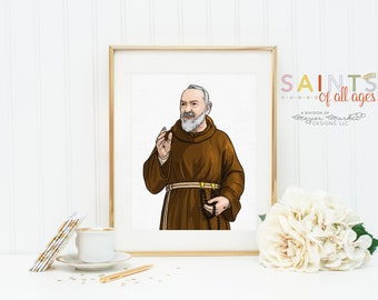 Saint Pio poster print. St. Pio Wall Art Poster. First Communion. Saint Pio Portrait Poster. Catholic Poster. Baptism Gift. Padre Pio
