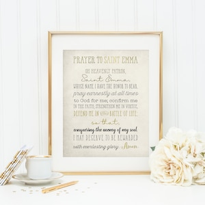 Saint Emma Prayer poster print. Saint Emma Wall Art Poster. First Communion. Saint Emma Prayer Print. Catholic Prayer Poster. Kids Saints