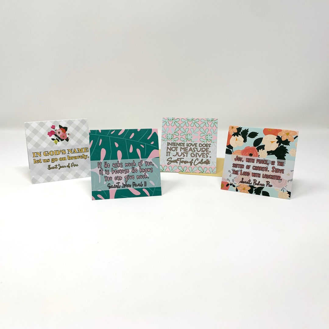 Set of 8 Assorted MINI 3x3 Saint Note Cards and Envelopes. 8 Folded ...