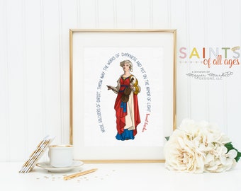 Saint Cecilia prayer print. Saint Cecilia Wall Art Poster. Nursery Prayer Print. Catholic Poster. Baptism Gift. Arise, soldiers of Christ