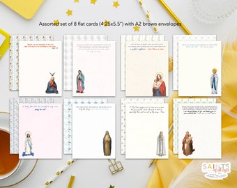 Set of 8 Assorted Marian Note Cards and Envelopes. Mary Notecard Set. Catholic gift. First communion. Catholic Marian notecard set.