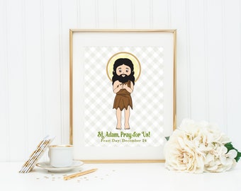 Saint Adam poster print. Saint Adam Wall Art Poster. Catholic Poster. Baptism gift. First Communion Gift. Saint Adam Gift.