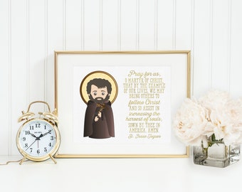 Saint Isaac Jogues poster print. St. Isaac Wall Art Poster. First Communion. Kids Room Print. Prayer Poster. Catholic Poster. Baptism Gift