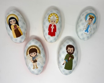 Catholic Saint baby rattle set. Saint Gift. Easter Gift. Baptism. Catholic Baby Gift. Lourdes rattle. Michael rattle, Joseph rattle. Therese