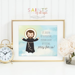 Saint Joseph of Cupertino prayer print. Saint Joseph Wall Art Poster. Nursery Prayer Print. Catholic Poster. Baptism Gift. St Joseph gift.