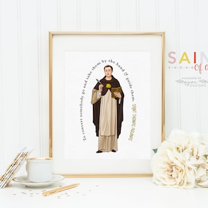 St Thomas Aquinas poster print. Saint Thomas Wall Art. First Communion. To convert somebody, go and take them by the hand. Catholic Gift.