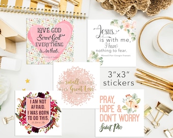 Set of 18 - 3" Saint Stickers. Inspirational Saint Stickers. Planner Stickers. Homeschooling. Catholic Gift. Catholic Saint Stickers.