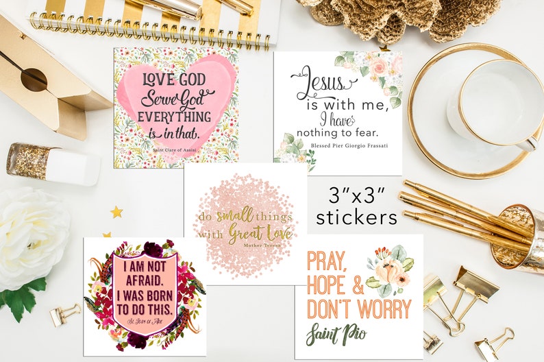 Set of 9 3 Saint Stickers. Inspirational Saint Stickers. Planner Stickers. Homeschooling. Catholic Gift. Catholic Saint Stickers. image 1