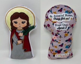 Saint Irene of Rome Stuffed Doll. Saint Gift. Easter Gift. Baptism. Catholic Baby Gift. Irene Children's Doll. Saint Irene gift.