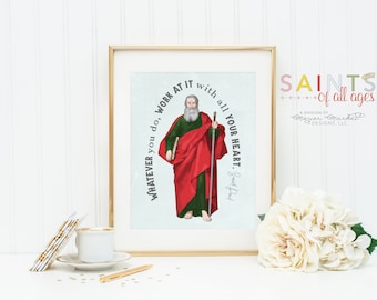 Saint Paul poster print. St Paul Wall Art Poster. Nursery Art. Kids Room. Prayer Print. Catholic. Paul Prayer. Whatever you do, work at it.