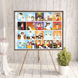Mysteries of the Rosary poster print. Catholic Wall Art Poster. First Communion. Holy Rosary Poster. Catholic Kids Prayer Poster.
