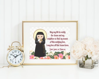 Saint Louise de Marillac prayer print. Saint Louise Wall Art Poster. Nursery Prayer Print. Catholic Poster. Baptism Gift. Saint Louise gift.